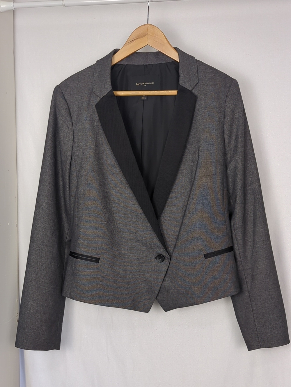 BANANA REPUBLIC Women's Tuxedo Style Blazer Gray Black